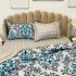 Lenjerie pat dublu, bumbac satinat,  cu elastic, Turquoise, oriental [5]