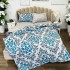 Lenjerie pat dublu, bumbac satinat,  cu elastic, Turquoise, oriental [6]
