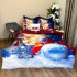 Lenjerie pat dublu,  FINET, Digital Print, Craciun, Albastru, om de zapada [2]