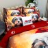 Lenjerie pat dublu,  FINET, Digital Print, Craciun, Bej, Roșu, cățel, bichon [4]