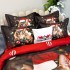 Lenjerie pat dublu,  FINET, Digital Print, Craciun, Roșu, Negru, pisicuta [3]