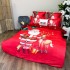 Lenjerie pat dublu,  FINET, Digital Print, Craciun, Roșu, Moș Craciun, ren [8]