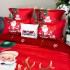 Lenjerie pat dublu,  FINET, Digital Print, Craciun, Roșu, Moș Craciun, ren [4]