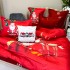 Lenjerie pat dublu,  FINET, Digital Print, Craciun, Roșu, Moș Craciun, ren [5]