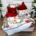 Lenjerie pat dublu,  FINET, Digital Print, Craciun, Alb, Gri, peisaj de Crăciun, Moș Nicolae [8]