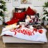Lenjerie pat dublu,  FINET, Digital Print, Craciun, Roșu, Negru, om de zăpadă, fulgi de nea [3]