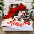 Lenjerie pat dublu,  FINET, Digital Print, Craciun, Roșu, Negru, om de zăpadă, fulgi de nea [8]