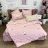 Lenjerie pat dublu,  FINET, 6 piese, Roz, flori, buline [7]