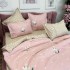 Lenjerie pat dublu,  FINET, 6 piese, Roz, flori, buline [6]