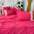 Lenjerie pat dublu,  Soft Touch, 6 piese, cu PLIURI BRODATE, Jojo Home, Fuchsia [4]