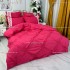Lenjerie pat dublu,  Soft Touch, 6 piese, cu PLIURI BRODATE, Jojo Home, Fuchsia [3]