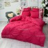 Lenjerie pat dublu,  Soft Touch, 6 piese, cu PLIURI BRODATE, Jojo Home, Fuchsia [2]
