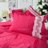 Lenjerie pat dublu,  Soft Touch, 6 piese, cu PLIURI BRODATE, Jojo Home, Fuchsia [6]