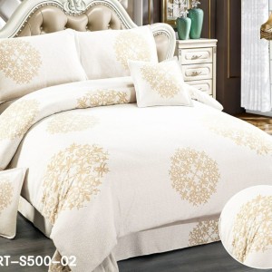 Lenjerie de Pat Dublu, 6 Piese, Tercot - Confort și Eleganță în Broderii si Culori Pastelate, Crem Lenjerie de Pat Dublu, 6 Piese, Tercot - Confort și Eleganță în Broderii si Culori Pastelate, Crem