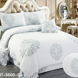 Lenjerie de Pat Dublu, 6 Piese, Tercot - Confort și Eleganță în Broderii si Culori Pastelate, Gri Lenjerie de Pat Dublu, 6 Piese, Tercot - Confort și Eleganță în Broderii si Culori Pastelate, Gri