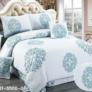 Lenjerie de Pat Dublu, 6 Piese, Tercot - Confort și Eleganță în Broderii si Culori Pastelate, Bleu Lenjerie de Pat Dublu, 6 Piese, Tercot - Confort și Eleganță în Broderii si Culori Pastelate, Bleu