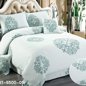 Lenjerie de Pat Dublu, 6 Piese, Tercot - Confort și Eleganță în Broderii si Culori Pastelate, Verde Lenjerie de Pat Dublu, 6 Piese, Tercot - Confort și Eleganță în Broderii si Culori Pastelate, Verde