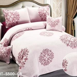 Lenjerie de Pat Dublu, 6 Piese, Tercot - Confort și Eleganță în Broderii si Culori Pastelate, Roz Lenjerie de Pat Dublu, 6 Piese, Tercot - Confort și Eleganță în Broderii si Culori Pastelate, Roz