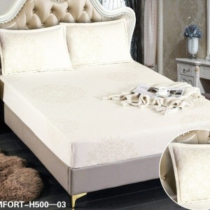 Set Cearsaf cu Elastic, 180x200cm + 2 fete de perna, 50x70cm, 3 Piese, Tercot - Confort și Eleganță în Broderii si Culori Pastelate, Ivoire Set Cearsaf cu Elastic, 180x200cm + 2 fete de perna, 50x70cm, 3 Piese, Tercot - Confort și Eleganță în Broderii si Culori Pastelate, Ivoire