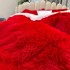 Pilota CoCoLiNo Fluffy, cu Blanita tip Sherpa, Alba, 200x230cm + 2 fete de perna 50x70cm, matlasata, Rosu [2]
