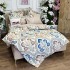 Lenjerie pat dublu,  FINET, cu elastic, 6 piese, Alb, Multicolor, Flori, Oriental [7]