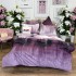 Lenjerie pat dublu,  FINET, cu elastic, 6 piese, Mov, abstract [8]