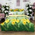 Lenjerie pat dublu,  FINET, cu elastic, 6 piese, Verde, Galben, Narcise [2]