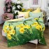 Lenjerie pat dublu,  FINET, cu elastic, 6 piese, Verde, Galben, Narcise [3]