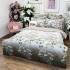 Lenjerie pat dublu,  FINET, cu elastic, 6 piese, Gri, Flori [7]