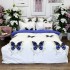 Lenjerie pat dublu,  FINET, cu elastic, 6 piese, Albastru, fluturi [2]