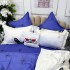 Lenjerie pat dublu,  FINET, cu elastic, 6 piese, Albastru, fluturi [4]