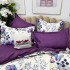 Lenjerie pat dublu,  FINET, cu elastic, 6 piese, Alb, Lila, Flori [5]