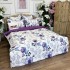 Lenjerie pat dublu,  FINET, cu elastic, 6 piese, Alb, Lila, Flori [7]