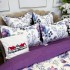 Lenjerie pat dublu,  FINET, cu elastic, 6 piese, Alb, Lila, Flori [4]