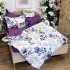 Lenjerie pat dublu,  FINET, cu elastic, 6 piese, Alb, Lila, Flori [3]