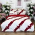 Lenjerie pat dublu,  FINET, cu elastic, 6 piese, Alb, Rosu, Stelute, Dungi [2]