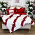 Lenjerie pat dublu,  FINET, cu elastic, 6 piese, Alb, Rosu, Stelute, Dungi [3]