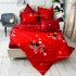 Lenjerie pat dublu,  FINET, 6 piese, Rosu, stelute [6]