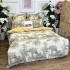 Lenjerie pat dublu,  FINET, 6 piese, Bej, flori, copaci [3]