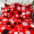 Lenjerie pat dublu,  FINET, 6 piese, Rosu, cercuri [3]