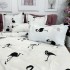 Lenjerie pat dublu,  FINET, 6 piese, Alb-Negru, flamingo [5]