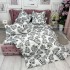 Lenjerie pat dublu,  FINET, 6 piese, Alb-Negru, frunze [6]