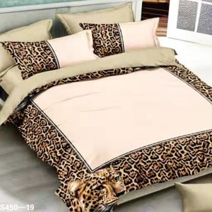 Lenjerie de Pat Dublu, 6 piese, Catifea 3D Premium - pentru Eleganță și Confort, Bej, Maro, animal print 