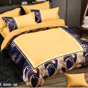 Lenjerie de Pat Dublu, 6 piese, Catifea 3D Premium - pentru Eleganță și Confort, Galben, Negru, dungi