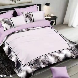 Lenjerie de Pat Dublu, 6 piese, Catifea 3D Premium - pentru Eleganță și Confort, Lila, animal print 