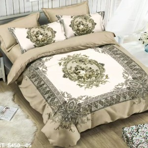 Lenjerie de Pat Dublu, 6 piese, Catifea 3D Premium - pentru Eleganță și Confort, Bej, model elegant 