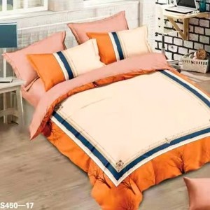 Lenjerie de Pat Dublu, 6 piese, Catifea 3D Premium - pentru Eleganță și Confort, Portocaliu, dungi