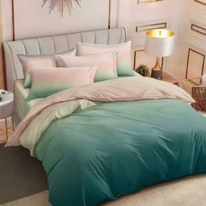 Lenjerie pat dublu,  FINET, 6 piese, Verde, degrade