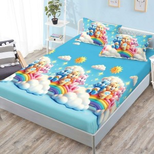 Cearsaf cu elastic, FINET, 180x200cm, 2 fete de perne 50x70cm, Albastru, Ursuleti