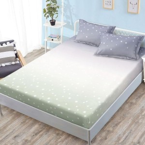 Cearșaf cu Elastic, Bumbac Satinat, 180x200 cm + 2 Fețe de Pernă 50x70 cm, Degrade, Stelute